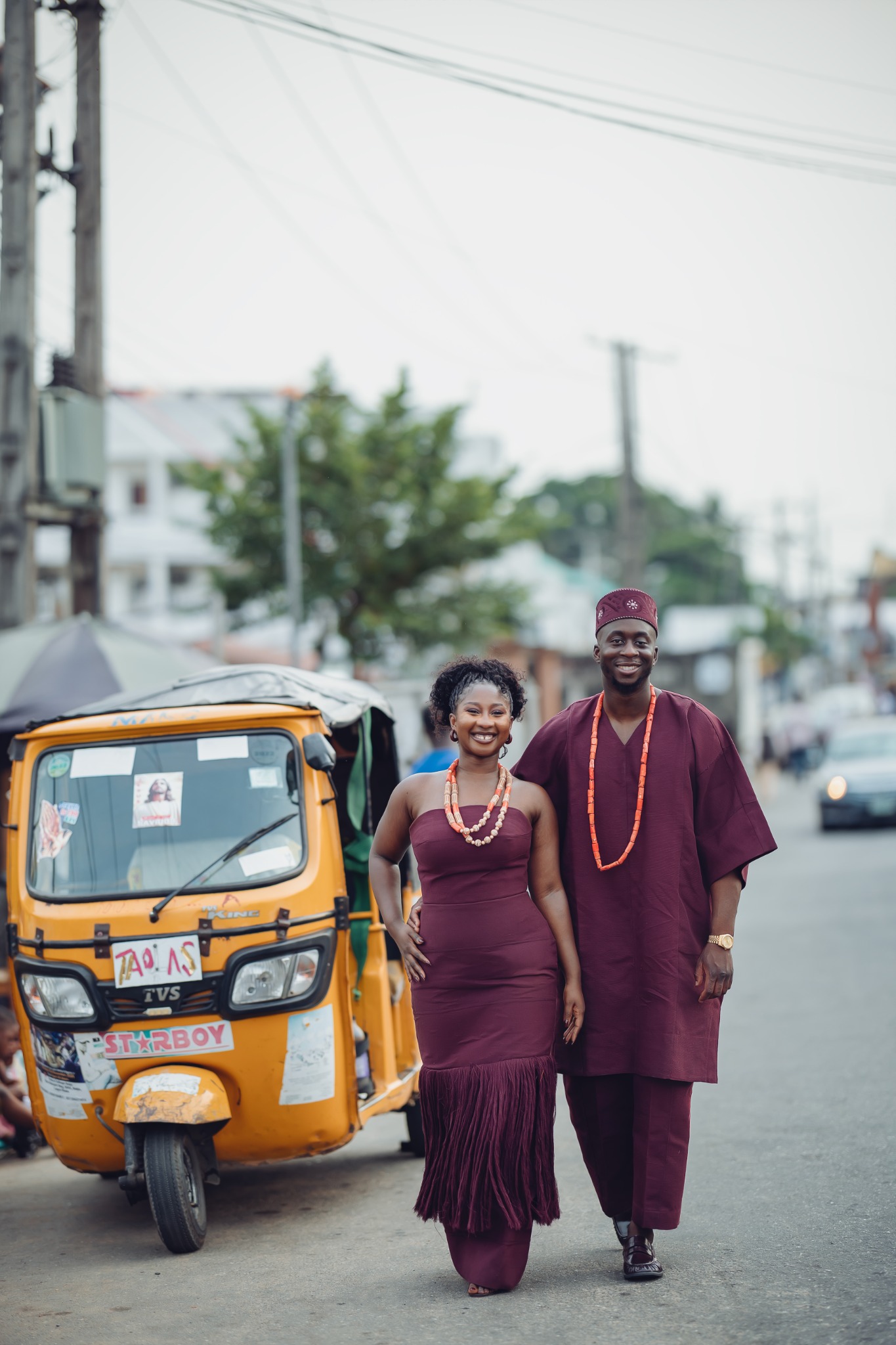 Adesewa and Adegboyega walking together in Lagos